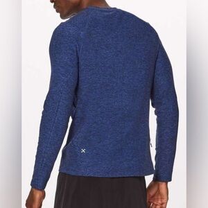 Lululemon Surge Warm Long Sleeve Heathered Cerulean Blue & Black Size Medium
